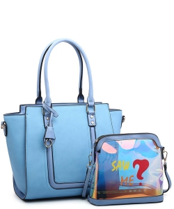 2In1 Fashion Tote Bag Matching Crossbody Bag Set BG-71419 BLUE